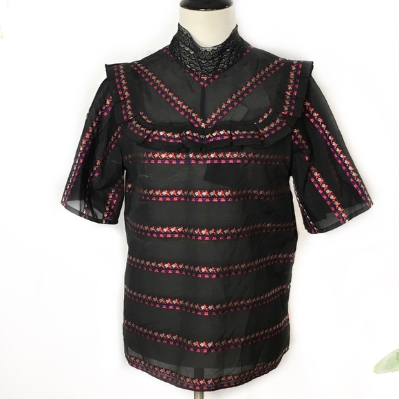 Sandro Tops - Sandro Rosie Jacquard Top blouse NWT size 2